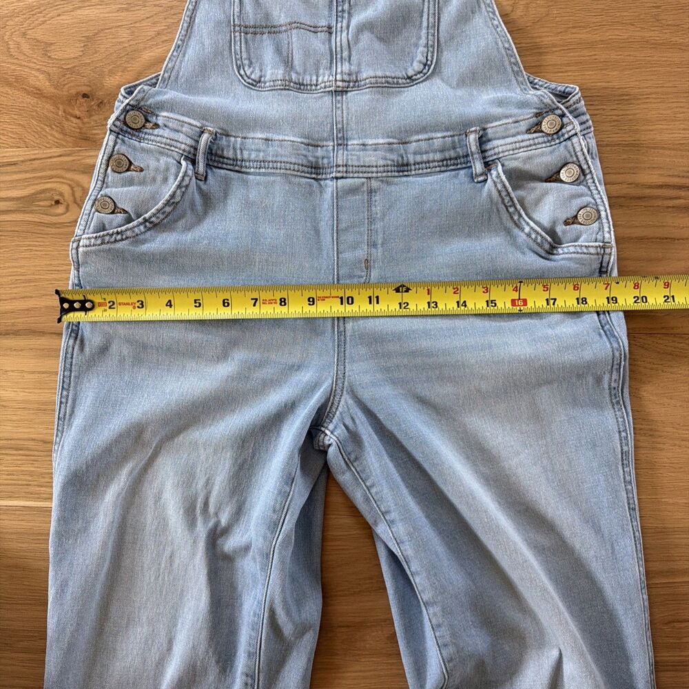Sonoma Women Denim Bib Overalls M Light Blue Stretch Jean Grunge Streetwear Chic - Picture 11 of 16